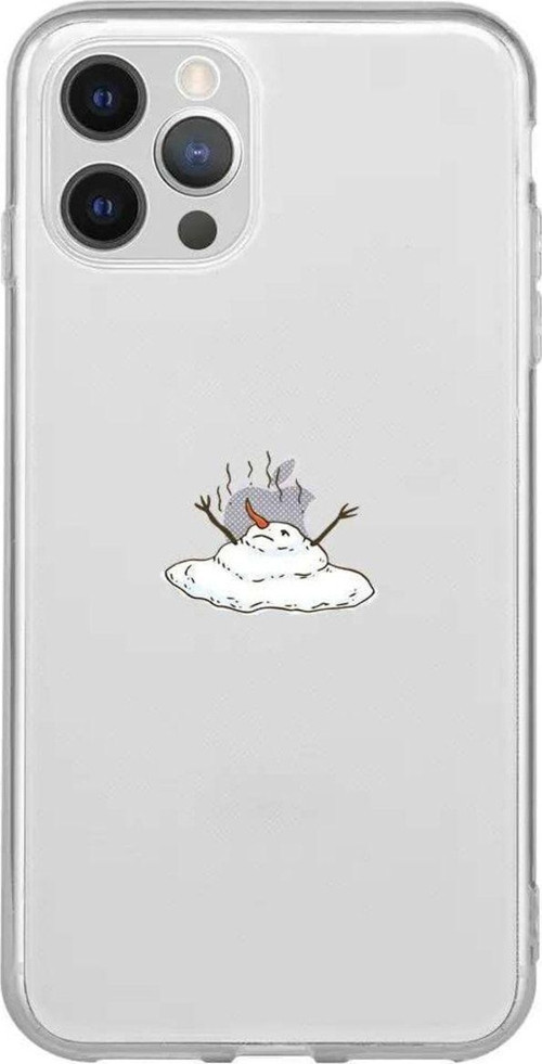 İphone 14 Pro Uyumlu Seffaf Telefon Kılıfı - Melting Snowman