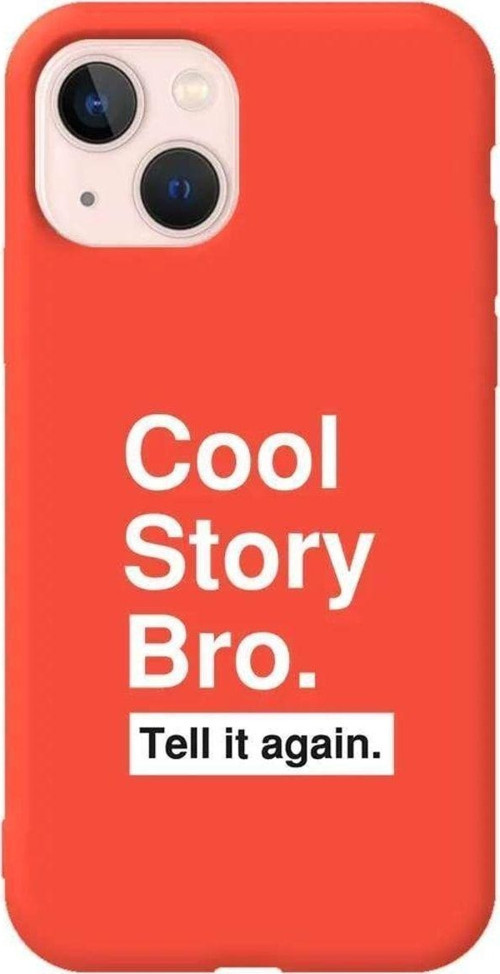 İphone 14 Turuncu Renkli Silikon Telefon Kılıfı - Cool Story Bro