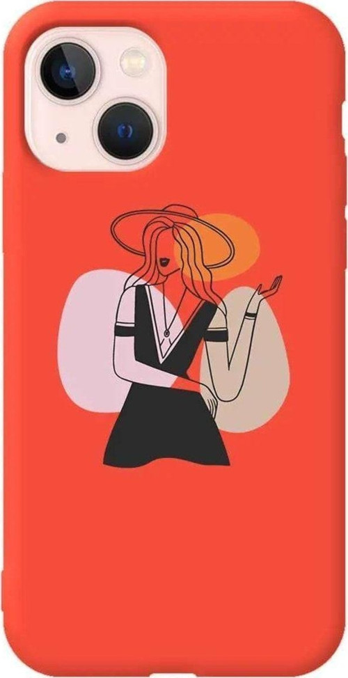 İphone 14 Turuncu Renkli Silikon Telefon Kılıfı - Isabella