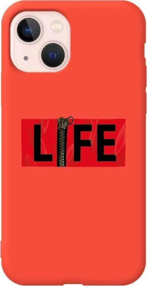 İphone 14 Turuncu Renkli Silikon Telefon Kılıfı - Life