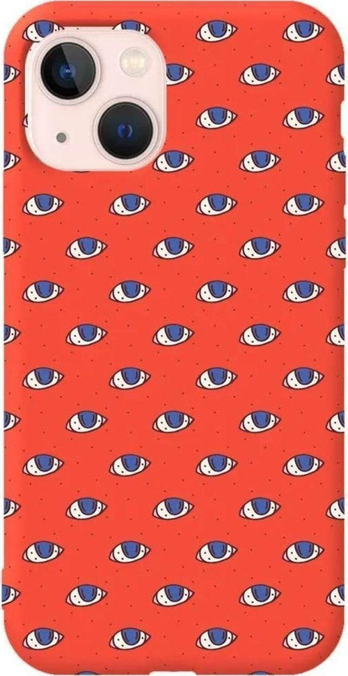 İphone 14 Turuncu Renkli Silikon Telefon Kılıfı - Eyes On You