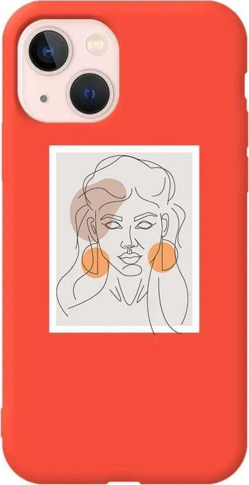İphone 14 Turuncu Renkli Silikon Telefon Kılıfı - Orange Earrings