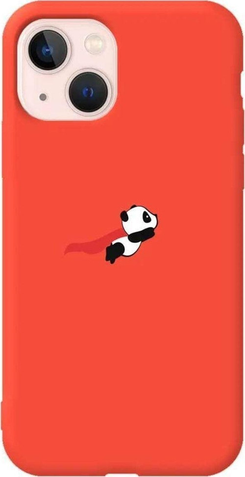 İphone 14 Turuncu Renkli Silikon Telefon Kılıfı - Uçan Panda