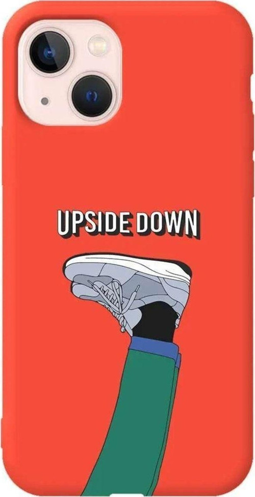 İphone 14 Turuncu Renkli Silikon Telefon Kılıfı - Upside Down