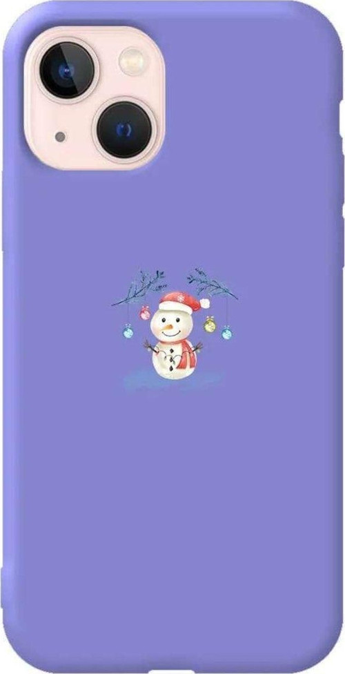İphone 14 Uyumlu Lila Renkli Silikon Telefon Kılıfı - Sugar Snowman