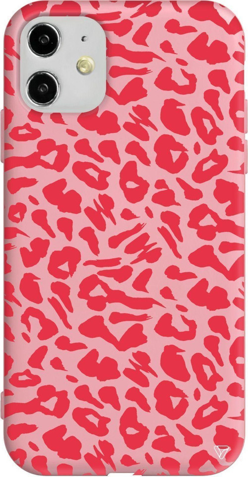 iPhone 15 Pembe Renkli Silikon Leopar Rose Telefon Kılıfı