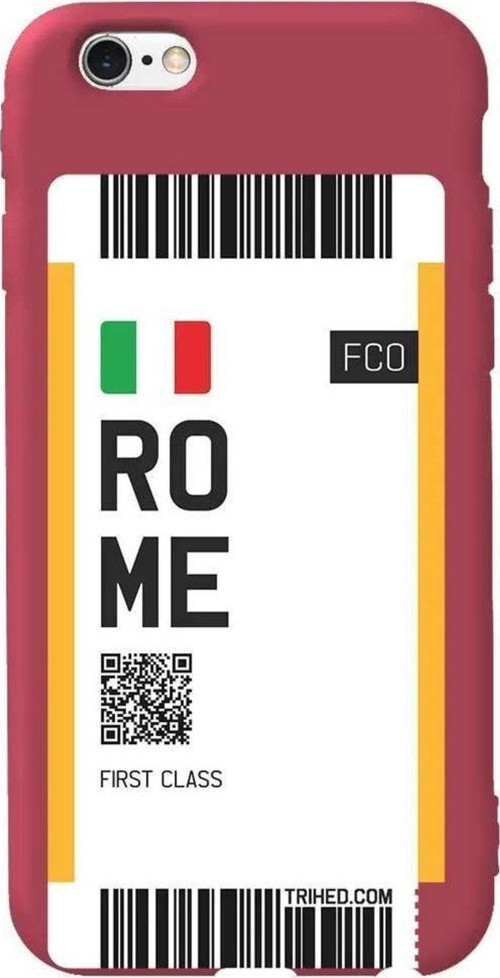 İphone 6 Plus Bordo Renkli Silikon Telefon Kılıfı - Rome Bileti