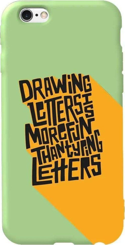 İphone 6 Plus Açik Yesil Renkli Silikon Telefon Kılıfı - Drawing Letters