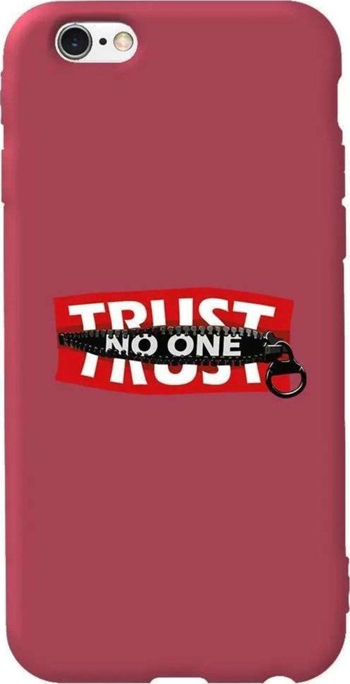 İphone 6 Plus Bordo Renkli Silikon Telefon Kılıfı - Trust No One