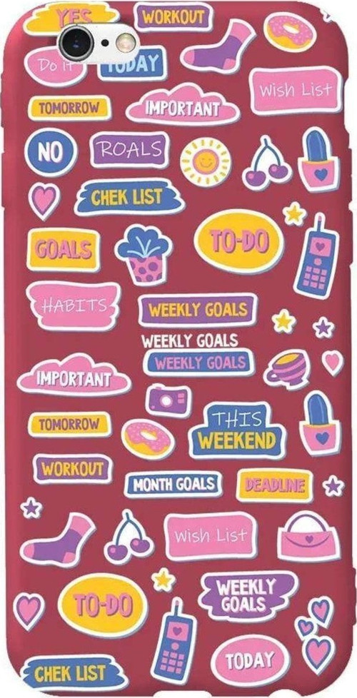 İphone 6 Plus Bordo Renkli Silikon Telefon Kılıfı - Weekly Goals