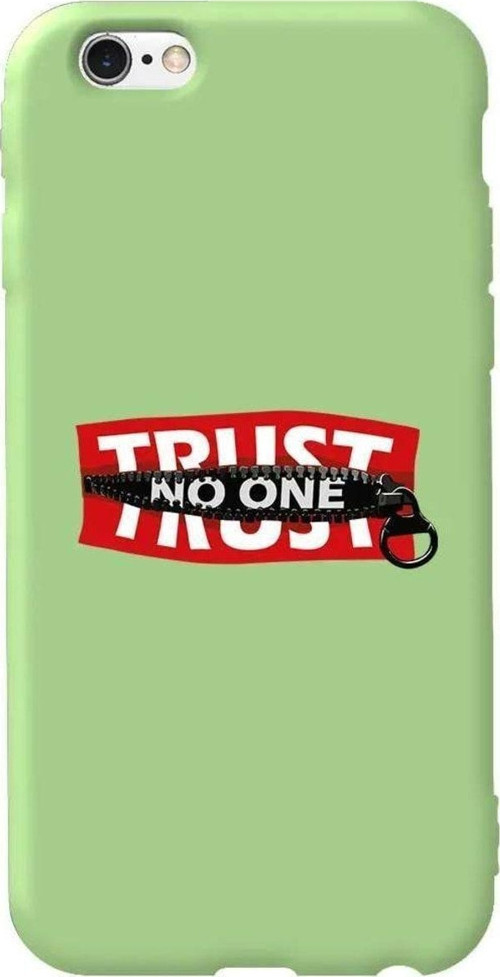 İphone 6 Plus Açik Yesil Renkli Silikon Telefon Kılıfı - Trust No One