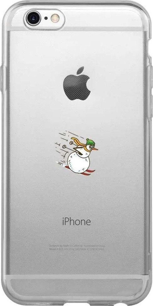 İphone 6 Plus Seffaf Telefon Uyumlu Kılıfı - Snowman Skiing