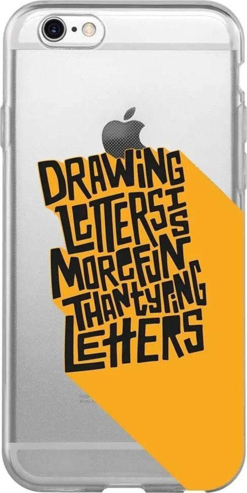 İphone 6 Plus Seffaf Telefon Kılıfı - Drawing Letters