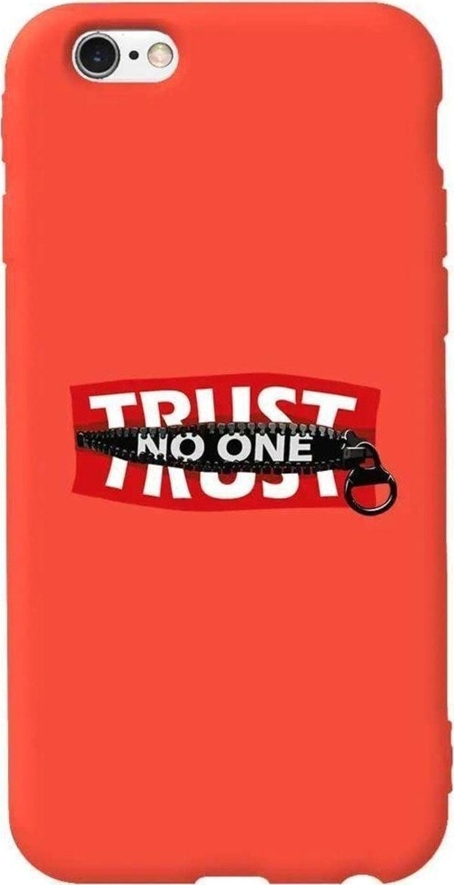 İphone 6 Plus Turuncu Renkli Silikon Telefon Kılıfı - Trust No One