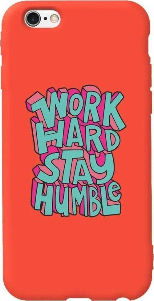 İphone 6 Plus Turuncu Renkli Silikon Telefon Kılıfı - Work Hard