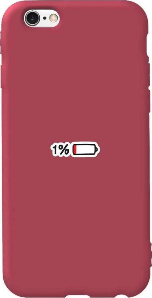 iphone 6S Bordo Renkli Silikon Telefon Kılıfı - Low Charge