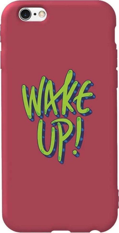 iphone 6S Bordo Renkli Silikon Telefon Kılıfı - Wake Up