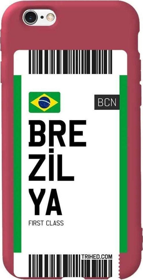 iphone 6S Plus Bordo Renkli Silikon Telefon Kılıfı - Brezilya Bileti