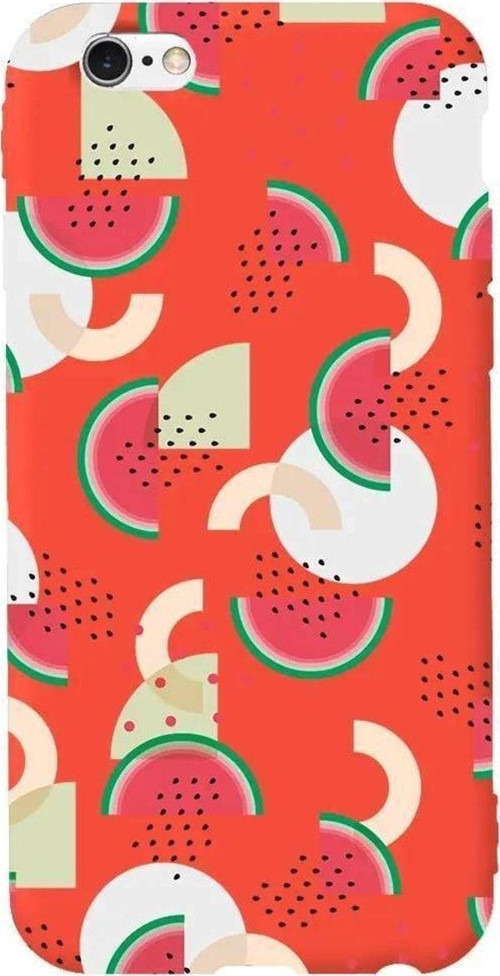 iphone 6S Plus Turuncu Renkli Silikon Telefon Kılıfı - Karpuz Pattern
