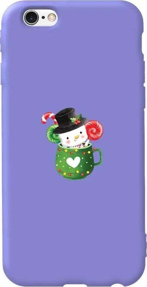 iphone 6S Plus Lila Renkli Silikon Telefon Kılıfı - A Cup Of Xmas