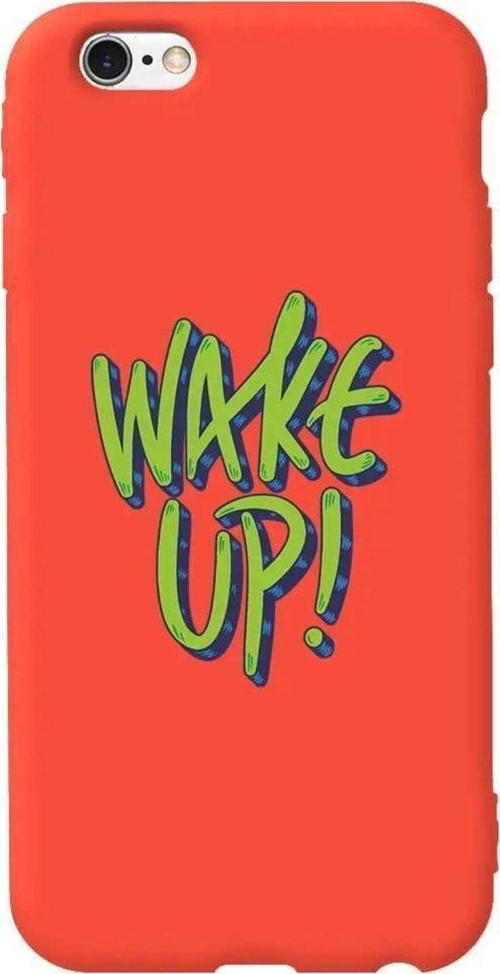 iphone 6S Turuncu Renkli Silikon Telefon Kılıfı - Wake Up
