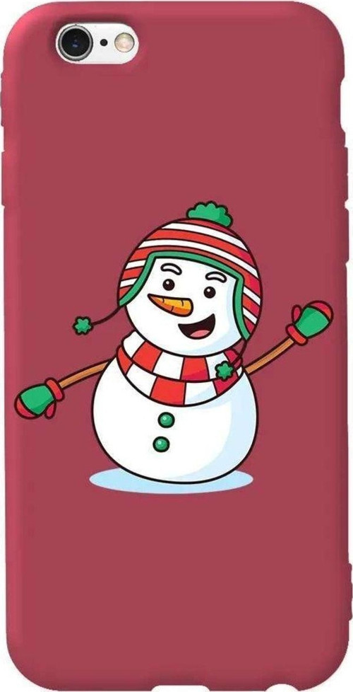 iphone 6S Plus Uyumlu Bordo Renkli Silikon Telefon Kılıfı - Snowman 2