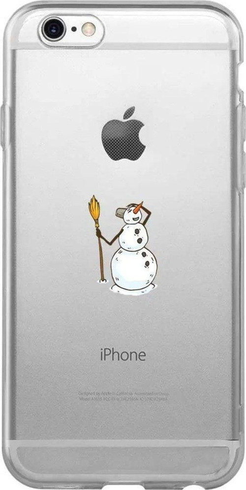 iphone 6S Plus Uyumlu Seffaf Telefon Kılıfı - Snowman Looking Around