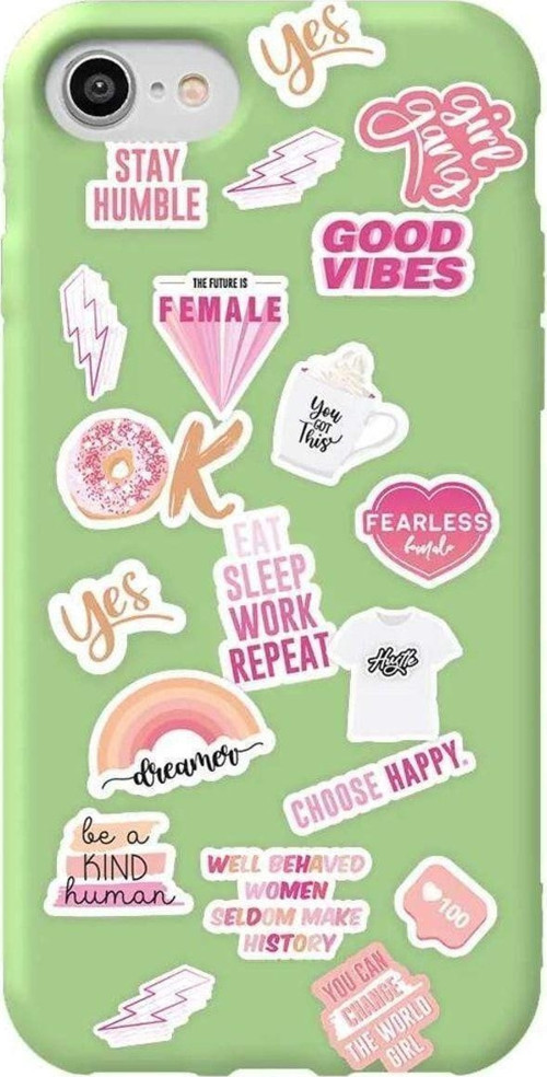 İphone 7 Açik Yesil Renkli Silikon Telefon Kılıfı - Female Sticker