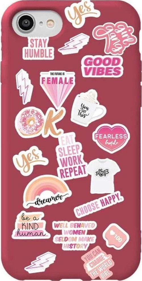 İphone 7 Bordo Renkli Silikon Telefon Kılıfı - Female Sticker
