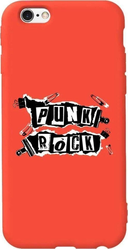 iphone 6S Turuncu Renkli Silikon Telefon Kılıfı - Punk Rock