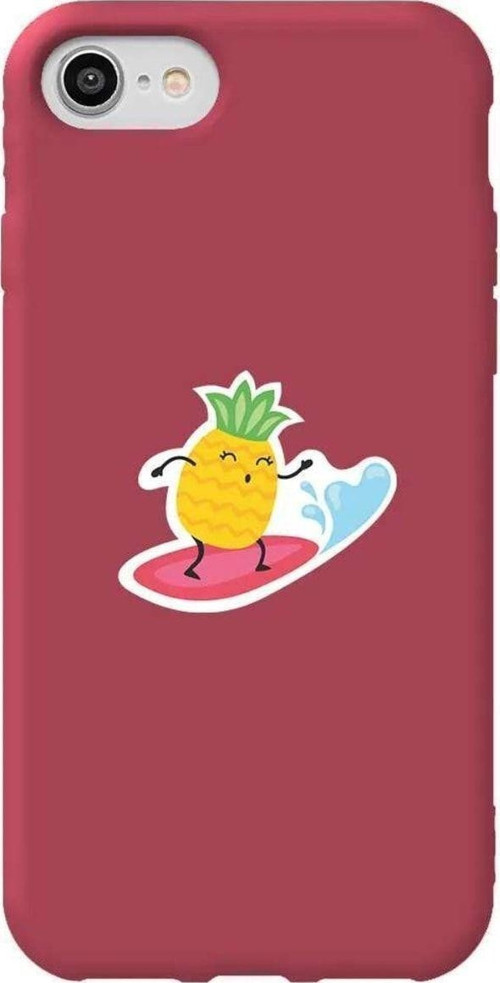 İphone 7 Bordo Renkli Silikon Telefon Kılıfı - Sörfçü