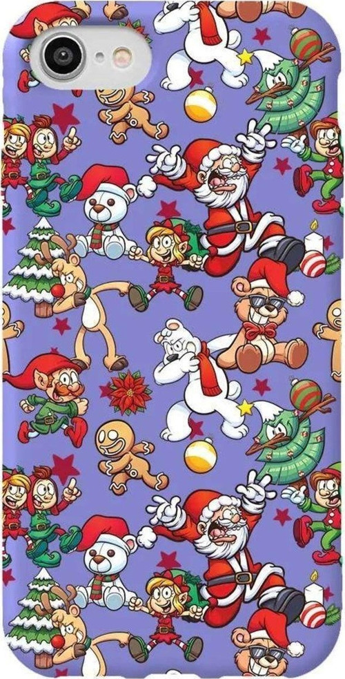 İphone 7 Lila Renkli Silikon Telefon Kılıfı - Xmas Monsters