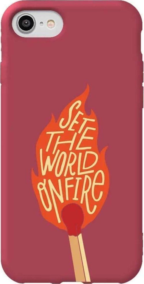 İphone 7 Bordo Renkli Silikon Telefon Kılıfı - World On Fire
