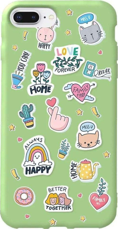 İphone 7 Plus Açik Yesil Renkli Silikon Telefon Kılıfı - Always Happy