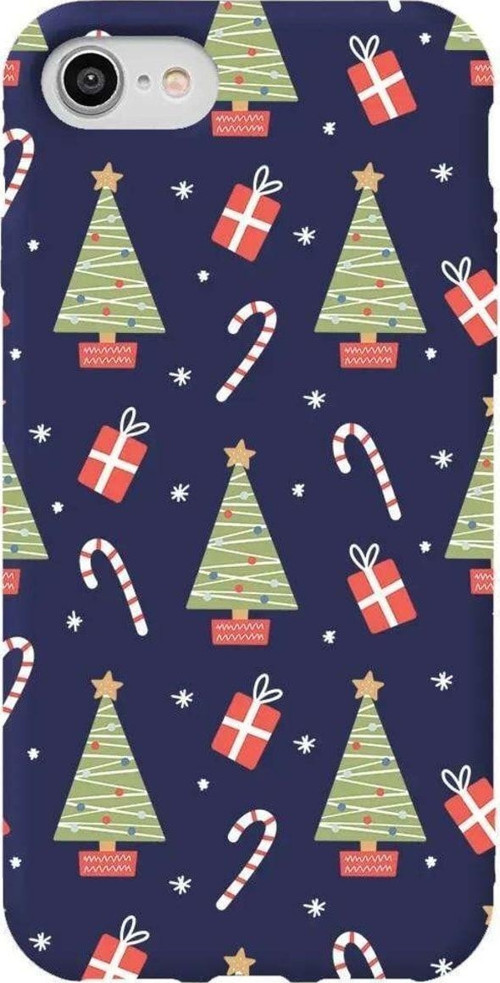 İphone 7 Lacivert Renkli Silikon Telefon Kılıfı - Christmas Candy