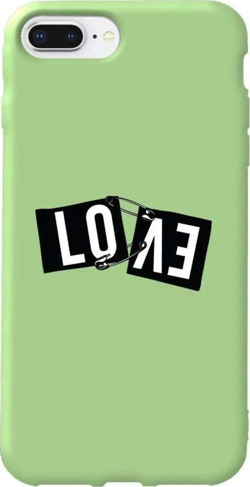 İphone 7 Plus Açik Yesil Renkli Silikon Telefon Kılıfı - Love