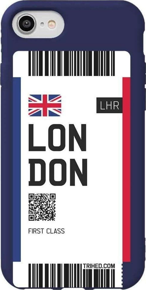 İphone 7 Lacivert Renkli Silikon Telefon Kılıfı - London Bileti
