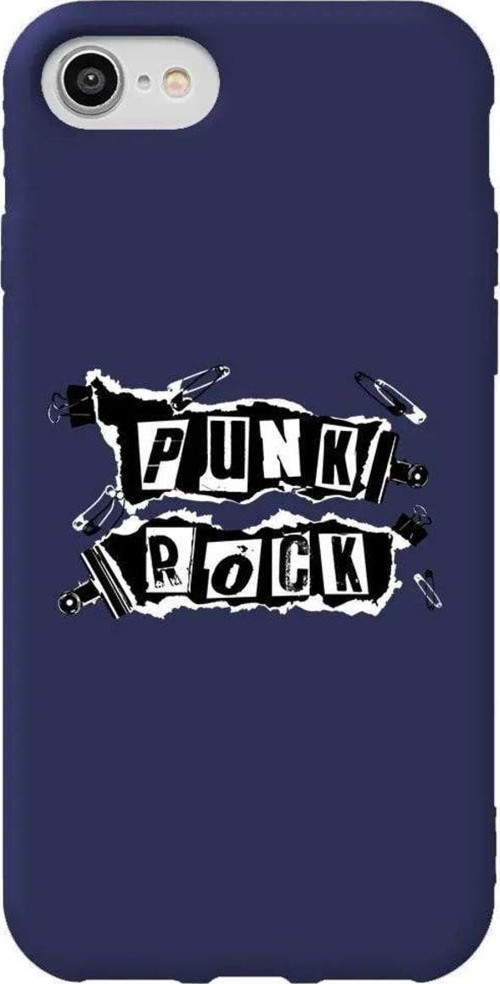 İphone 7 Lacivert Renkli Silikon Telefon Kılıfı - Punk Rock