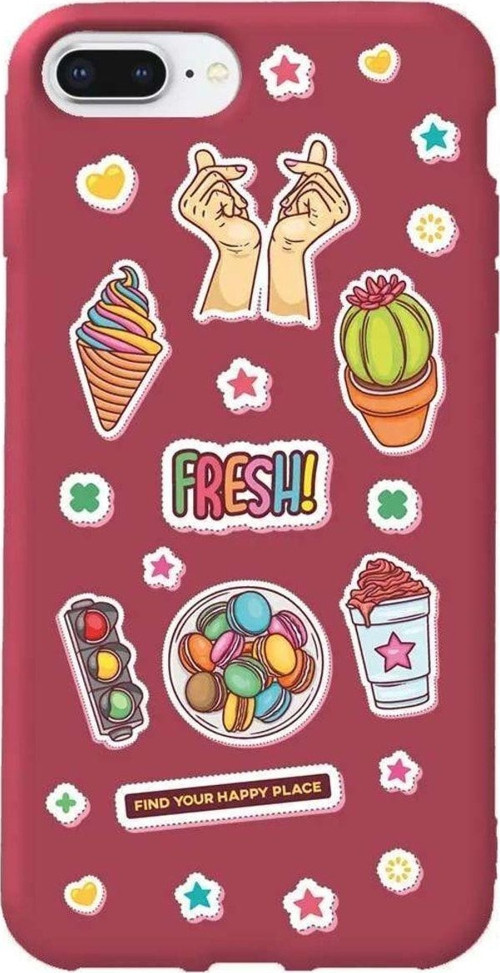 İphone 7 Plus Bordo Renkli Silikon Telefon Kılıfı - Fresh!
