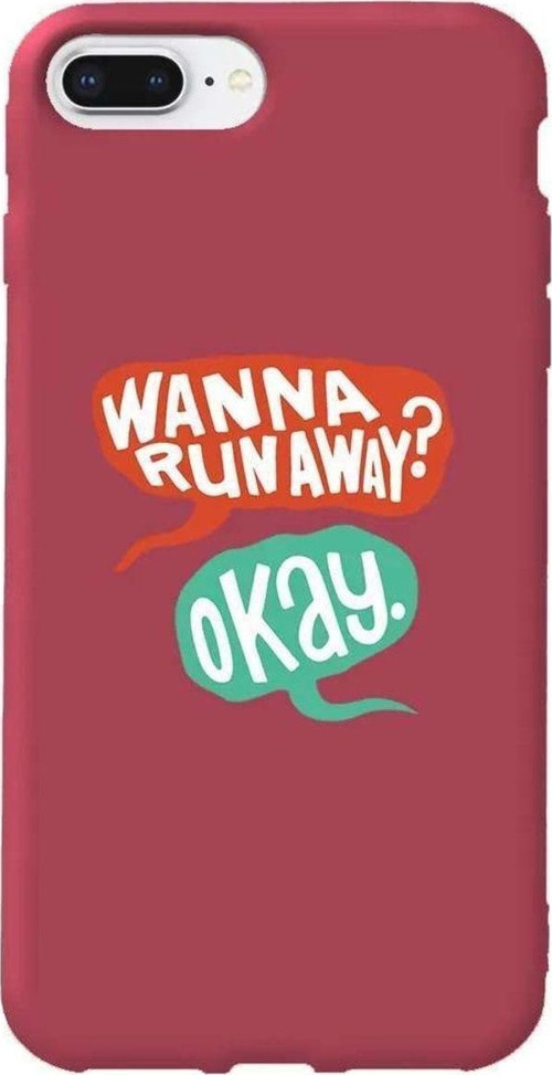 İphone 7 Plus Bordo Renkli Silikon Telefon Kılıfı - Wanna Run Away?