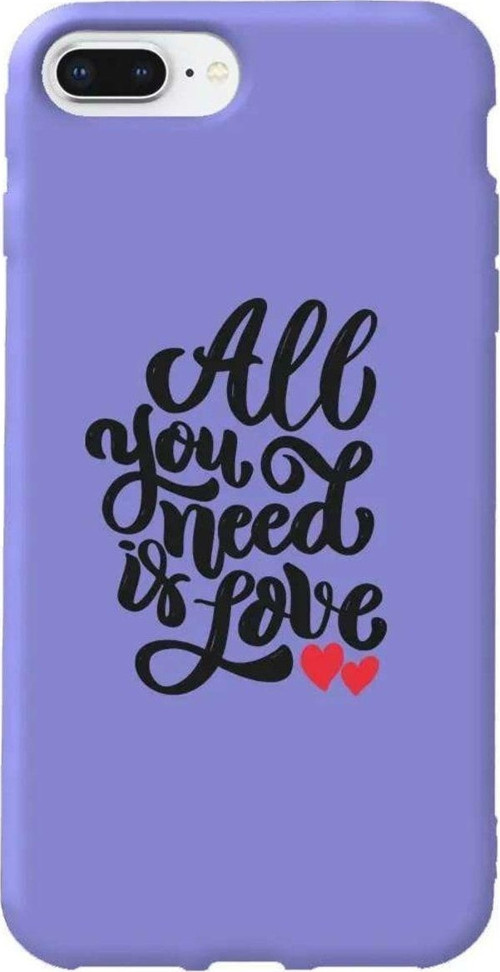 İphone 7 Plus Lila Renkli Silikon Telefon Kılıfı - You Need Love