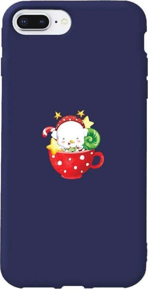 İphone 7 Plus Lacivert Renkli Silikon Telefon Kılıfı - A Cup Of Xmas 2