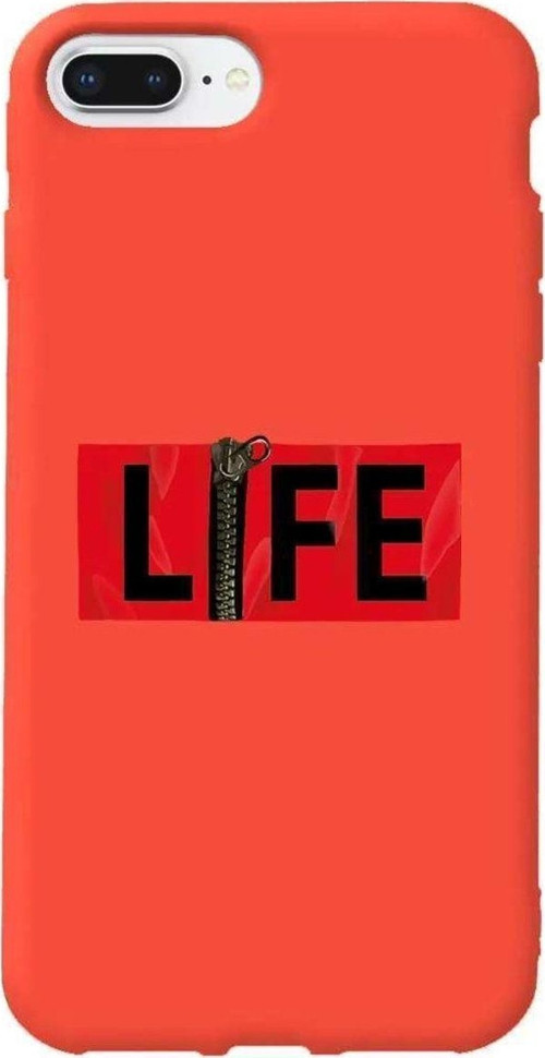 İphone 7 Plus Turuncu Renkli Silikon Telefon Kılıfı - Life