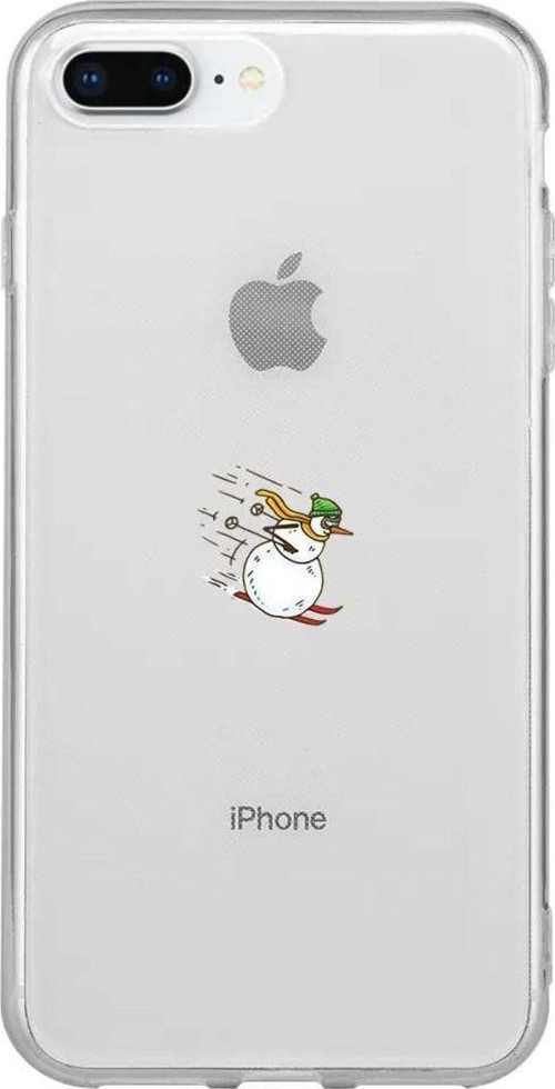 İphone 7 Plus Uyumlu Seffaf Telefon Kılıfı - Snowman Skiing