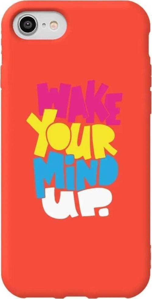 İphone 7 Turuncu Renkli Silikon Telefon Kılıfı - Wake Your Mind Up