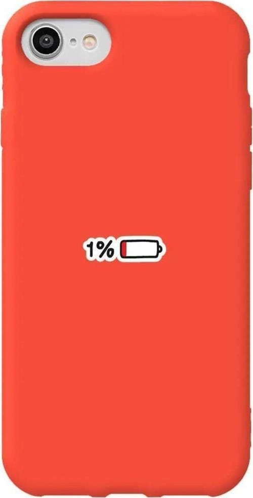 İphone 7 Turuncu Renkli Silikon Telefon Kılıfı - Low Charge