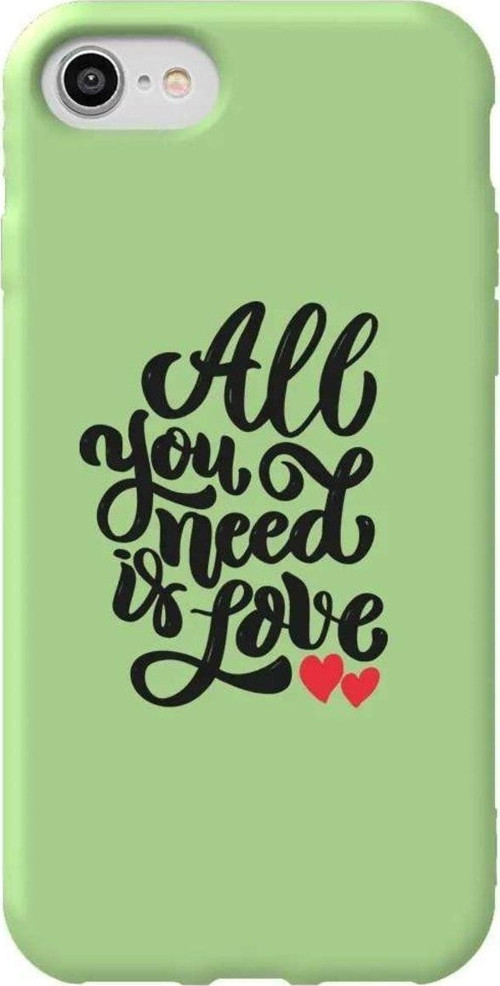 İphone 8 Açik Yesil Renkli Silikon Telefon Kılıfı - You Need Love
