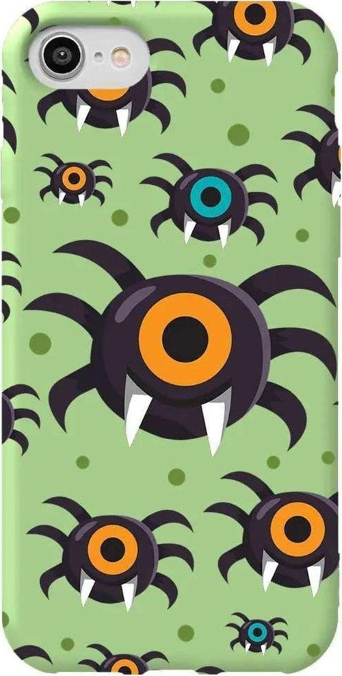 iphone 8 Plus Açik Yesil Renkli Silikon Telefon Kılıfı - Monster Eye