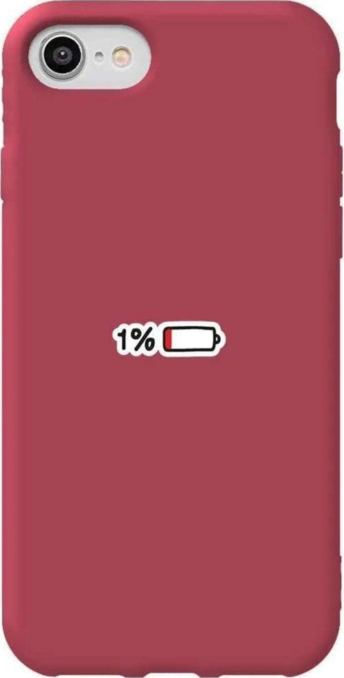 İphone 8 Bordo Renkli Silikon Telefon Kılıfı - Low Charge