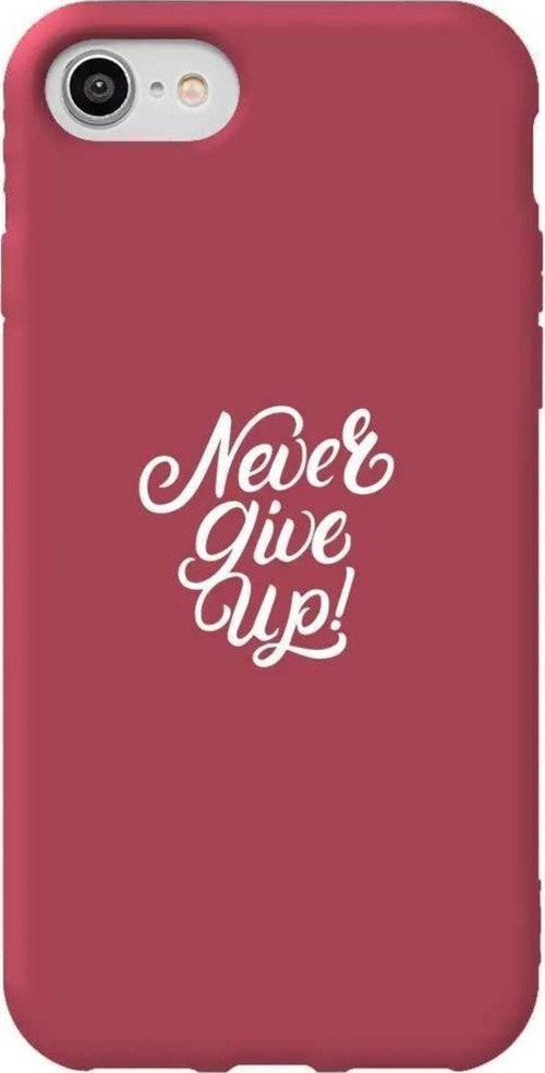İphone 8 Bordo Renkli Silikon Telefon Kılıfı - Never Give Up 3